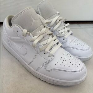 Jordan 1 White Sneakers Low-Top Monochrome Design